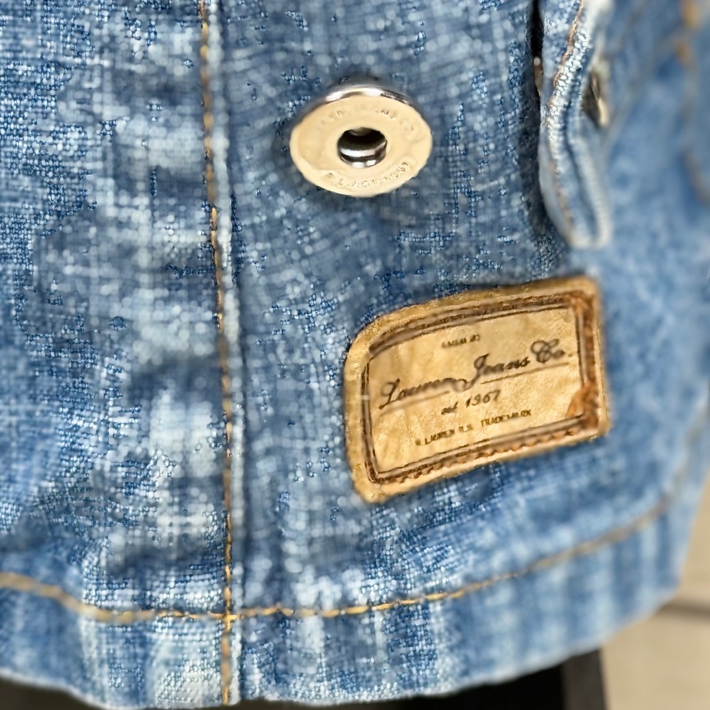 Lauren Jeans Co Ralph Lauren Denim Jacket Petite Small Blue Full Zip Trucker - Picture 3 of 8